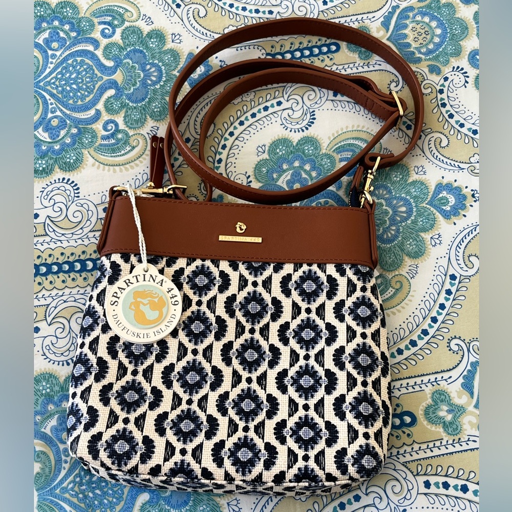 Spartina 449 Navy and Brown Crossbody Bag